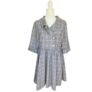 VINTAGE BETTIE PAGE LAS VEGAS GREY PLAID DRESS SIZE 10